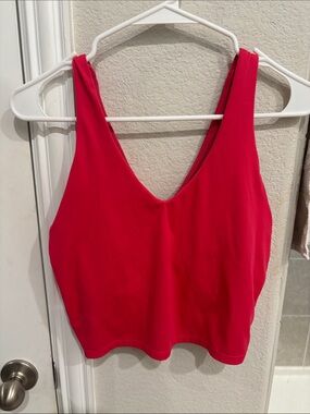 Women's V-Neck Crop Tank Top - Hot Pink